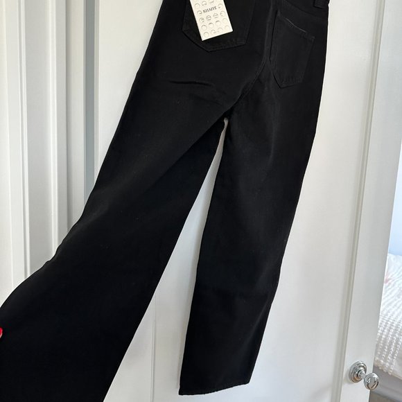 ❌SOLD❌NWT Khaite Preen Denim Pants Curved In-seam Wide-leg Jeans Sz 30 Black - Picture 10 of 11